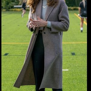 Massimo Dutti Checked Wool Coat small